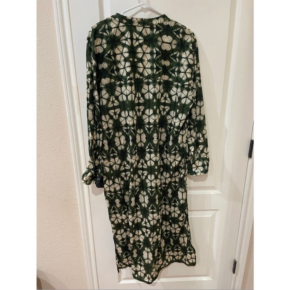 ZARA WOMAN PRINTED TUNIC DRESS GREEN ECRU size XL - Picture 5 of 7